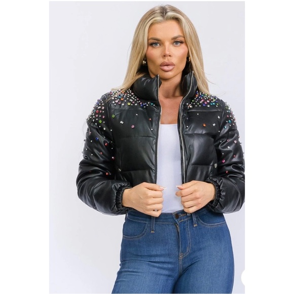 Ring the Alarm Rhinestone Embellishment Crop Jacket - Picture 10 of 10